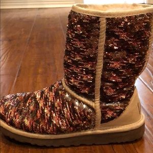 Champagne sequined UGG boots